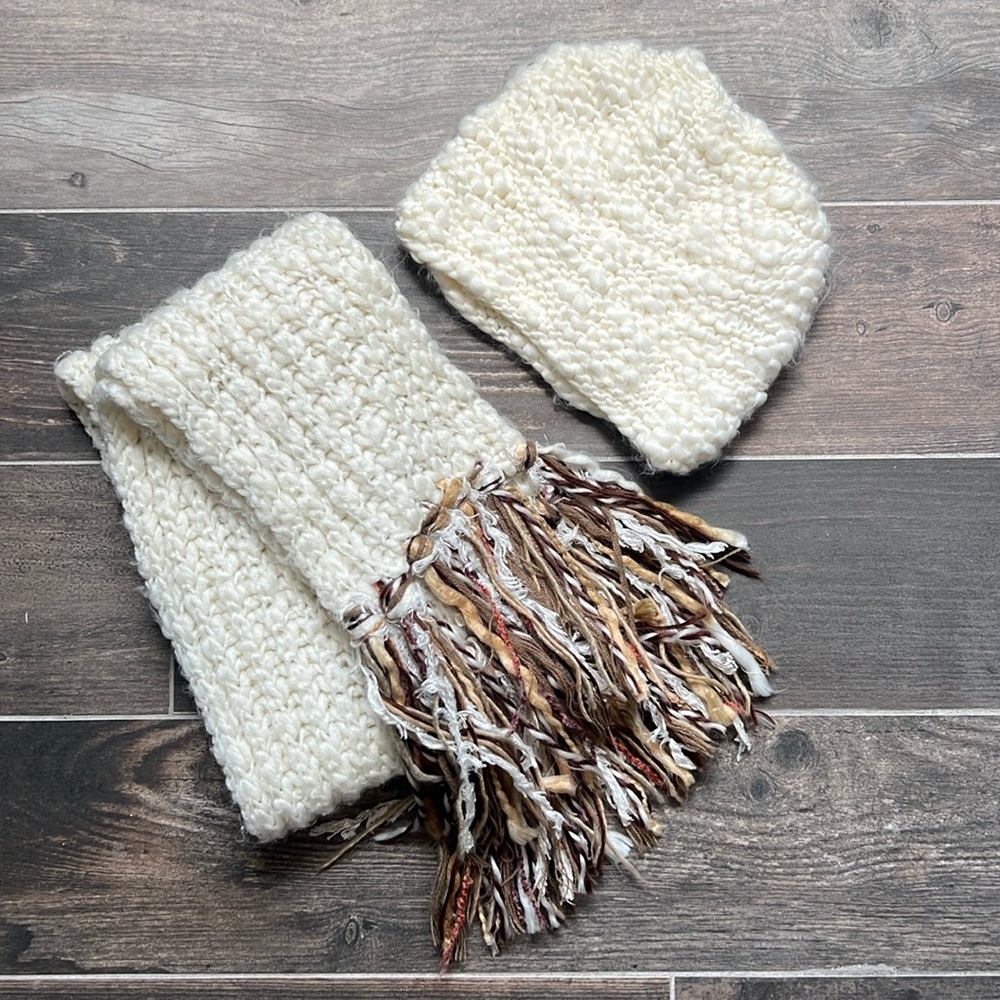 Cable Knit Winter Scarf and Hat